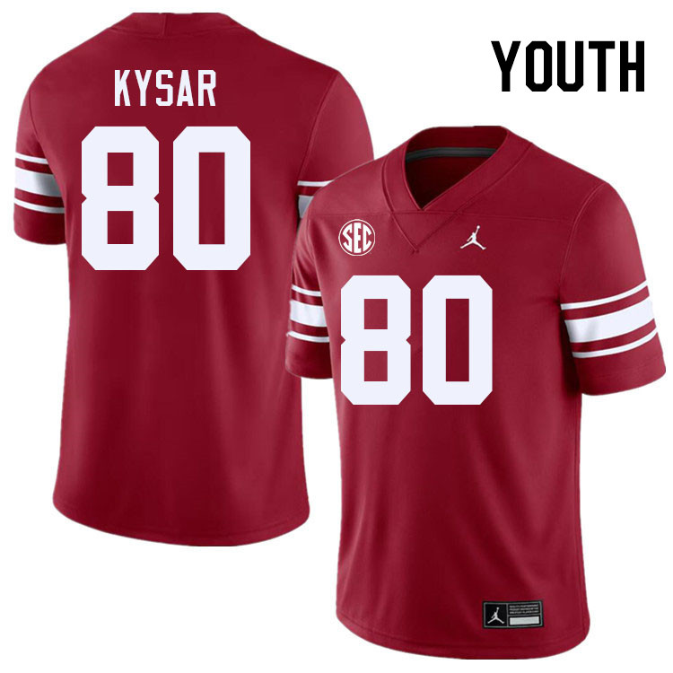 Youth #80 Bergin Kysar Oklahoma Sooners 2024 SEC Conference College Football Jerseys-Throwback